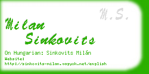 milan sinkovits business card