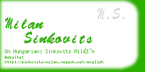 milan sinkovits business card